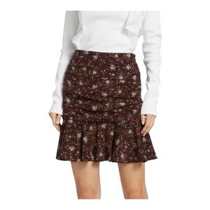 VERONICA BEARD Taras Ruched Silk Mini Skirt in Burgundy Multi NWT